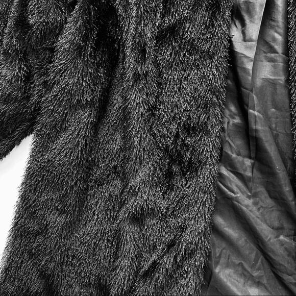 Madison Jacket Black Faux Fur Tipped Fox Open Front Swing Jacket Coat Small - Picture 9 of 13